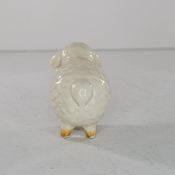 Vintage Ceramic Sheep Miniature Figurine Whimsical Cute Puffy *Chipped* - Picture 6 of 7